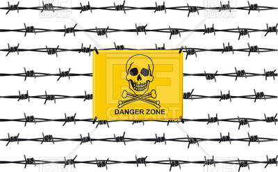 400x247 Stop Sign Danger Zone On Barbed Wire Fence Vector Image Vector