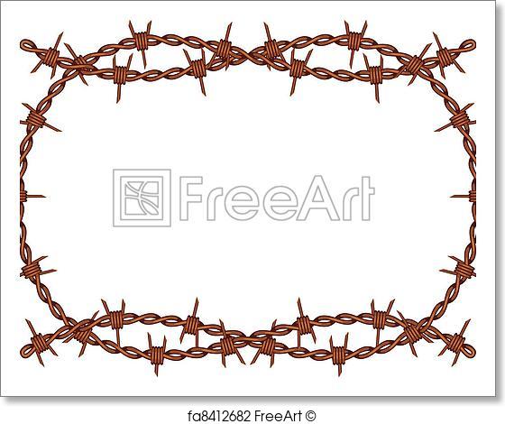 560x470 Free Art Print Of Barbed Wire Frame Vector. Vector Old Rusty