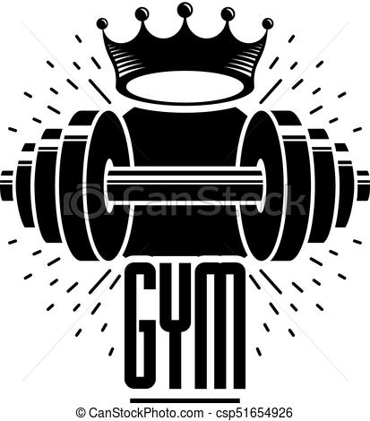 413x470 Gym And Fitness Logo Template, Retro Style Vector Emblem. With