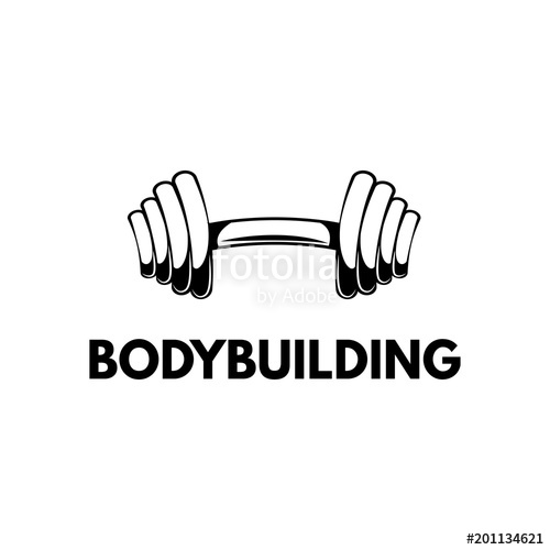 500x500 Barbell Icon. Bodybuilding Label Logo Emblem. Sport Badge. Vector