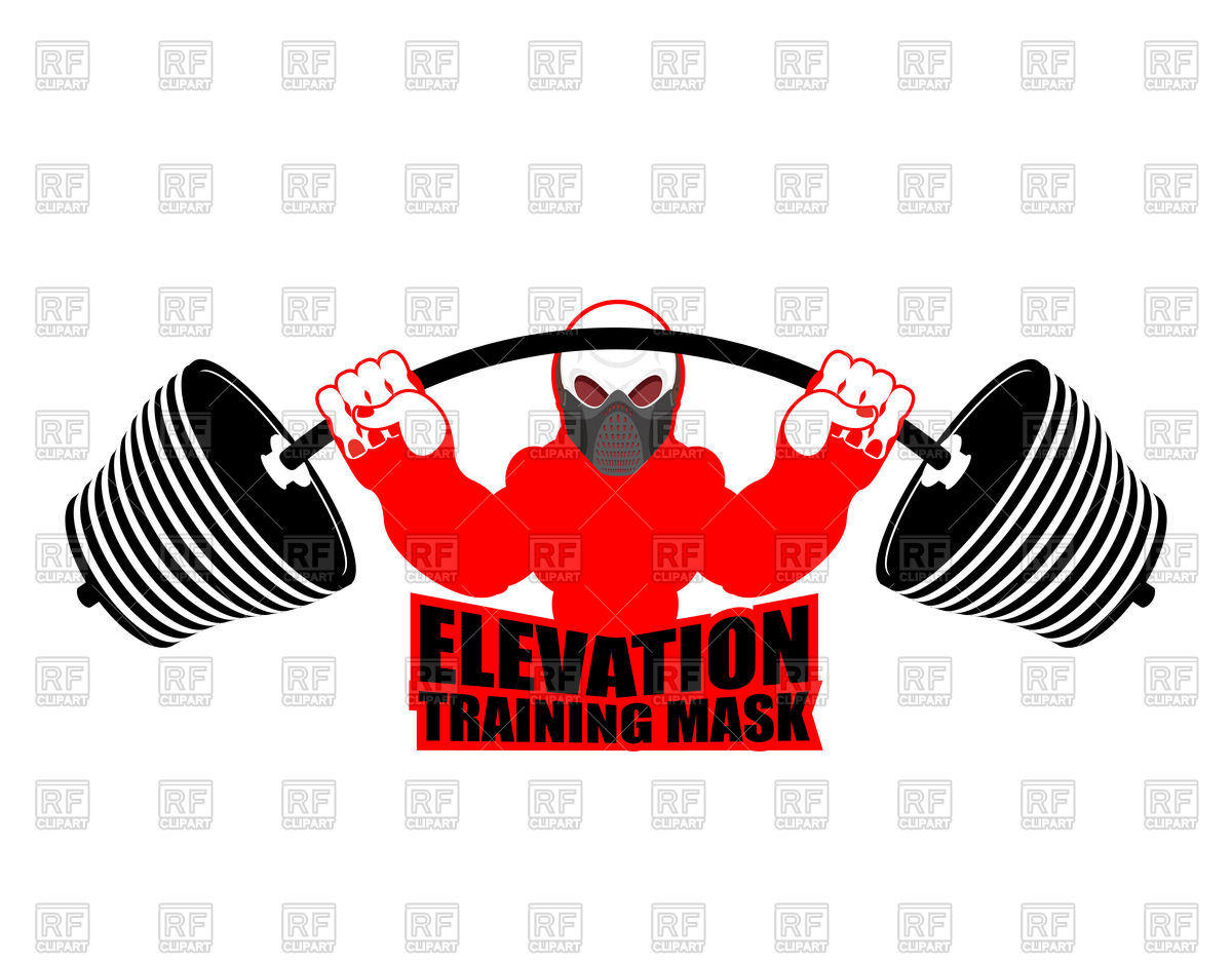 1200x938 Fitness Emblem With Elevation Training Mask And Barbell Vector
