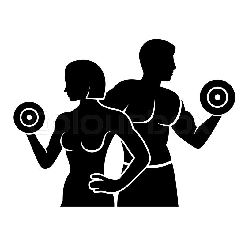 800x800 Man And Woman Fitness Silhouette Vector Logo Illustration Stock