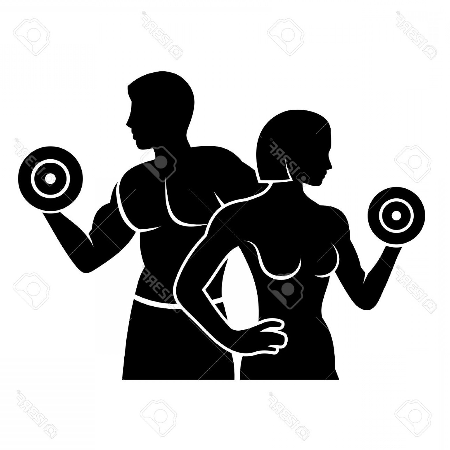 1560x1560 Photostock Vector Man And Woman Fitness Silhouette Vector Logo