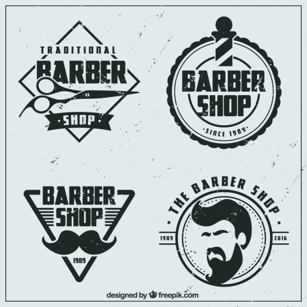 626x626 Vintage Flat Barber Shop Logos Vector Free Download