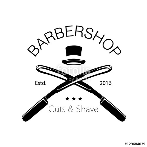 500x500 Logo For Barbershop, Hair Salon With Barber Razor Blades And Top