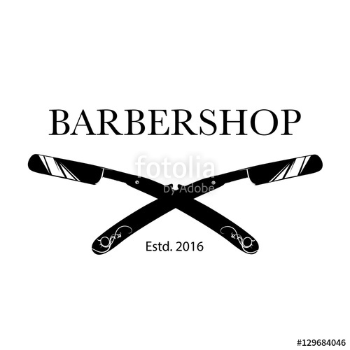 500x500 Logo For Barbershop, Hair Salon With Barber Razor Blades. Vector