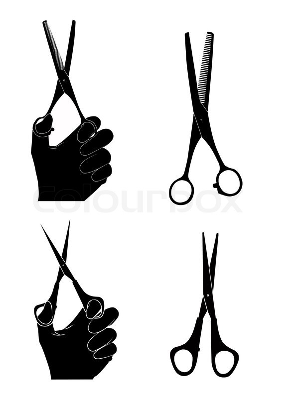 566x800 Hairdresser Scissors Set Scissors In Hand Vectors Stock Vector