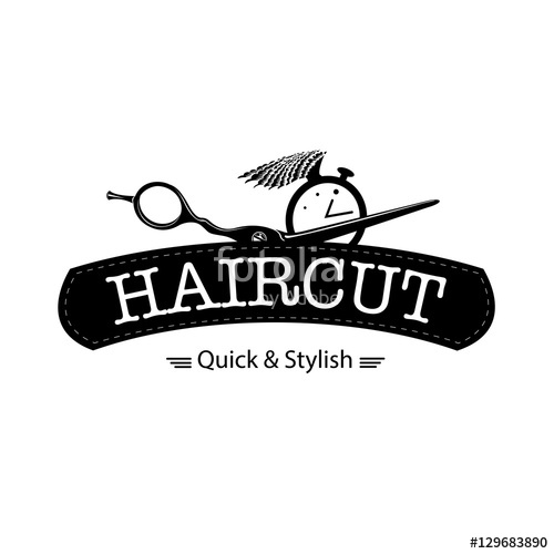 500x500 Logo For Barbershop, Hair Salon With Barber Scissors. Vector
