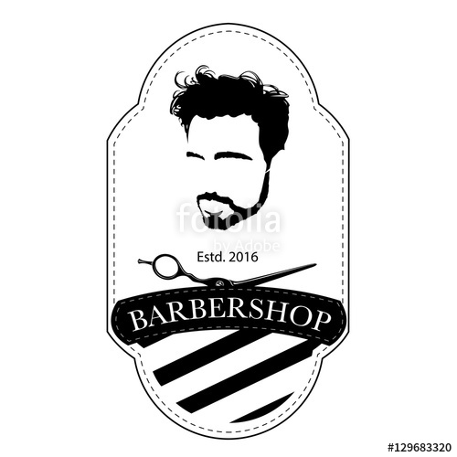 500x500 Logo For Barbershop, Hair Salon With Hipster Head And Barber