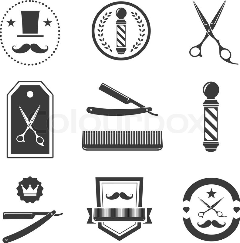 791x800 Barber Shop Logo, Labels, Badges Vintage Set Stock Vector