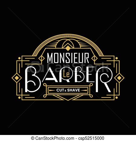 450x468 Barber Shop Vintage Logo With Linear Frame. Barbershop Logo In