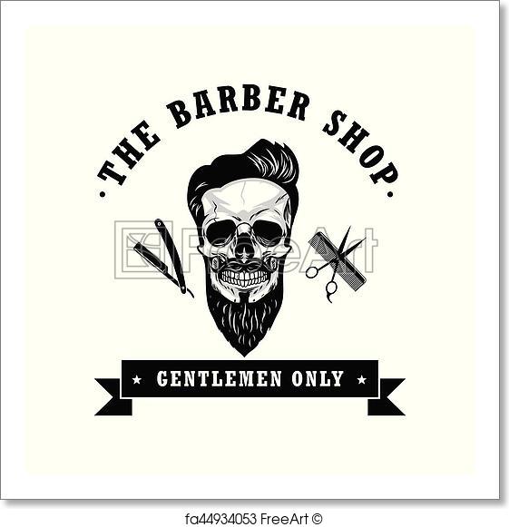 561x581 Free Art Print Of Skull Vintage Barber Shop Logo Design Template