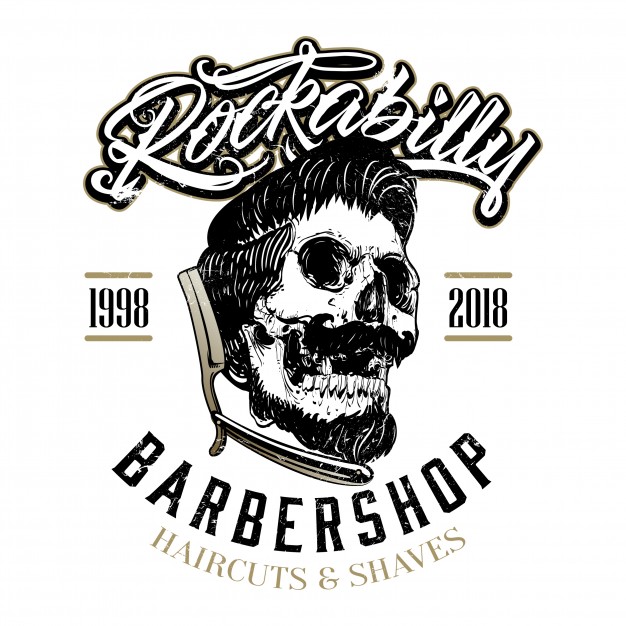 626x626 Hand Drawn Rockabilly Barber Shop Logo Vector Premium Download