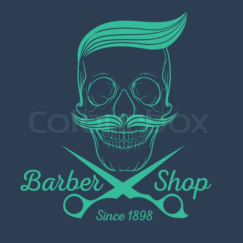 800x800 Retro Barber Shop Logo, Skull Logo Stock Vector Colourbox
