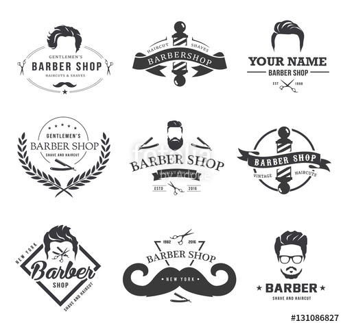 500x475 Set Of Vintage Barber Shop Logo.barber Graphics And Icons Stock