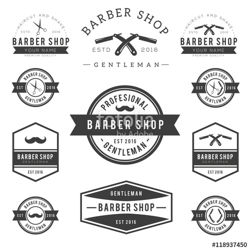 500x500 Barber Shop Logo Set Stock Image And Royalty Free Vector Files On
