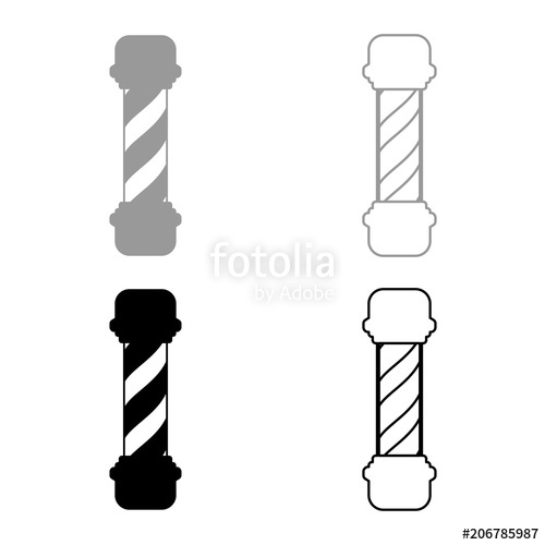 500x500 Barber Shop Pole Icon Set Grey Black Color Stock Image And