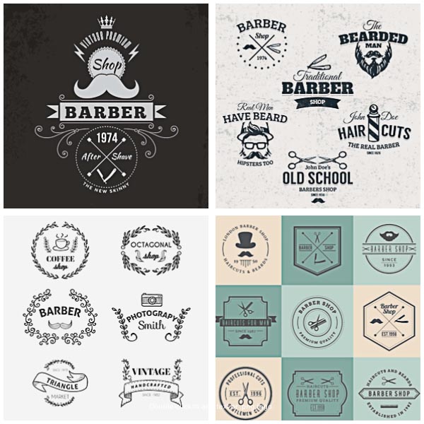 600x600 Barber Shop Vector Badges Amp Logos Set Free Download