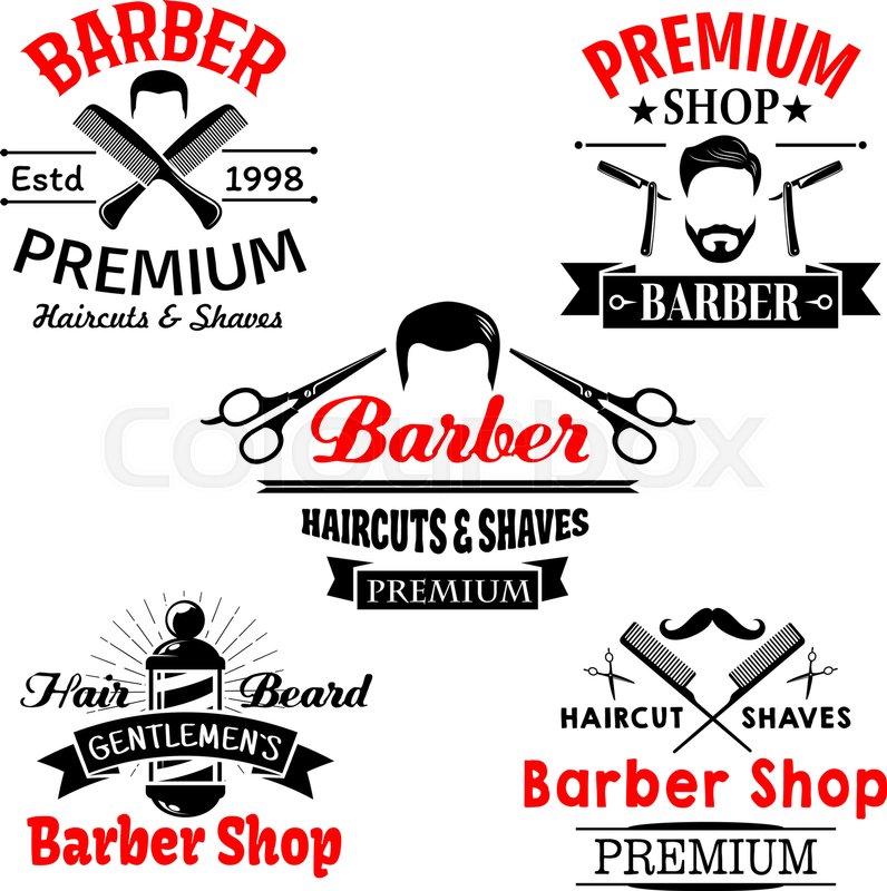 796x800 Barber Shop Vector Icons Set. Symbols Of Man Beards And Mustaches