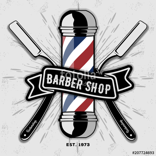 500x500 Barber Shop Vector Vintage Label, Badge, Or Emblem On Gray