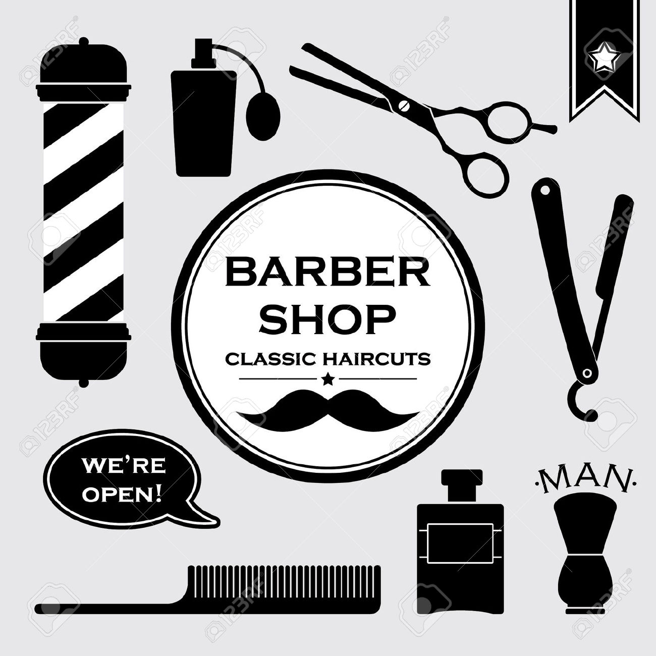 1300x1300 Collection Of Vintage Barber Shop Clipart High Quality, Free