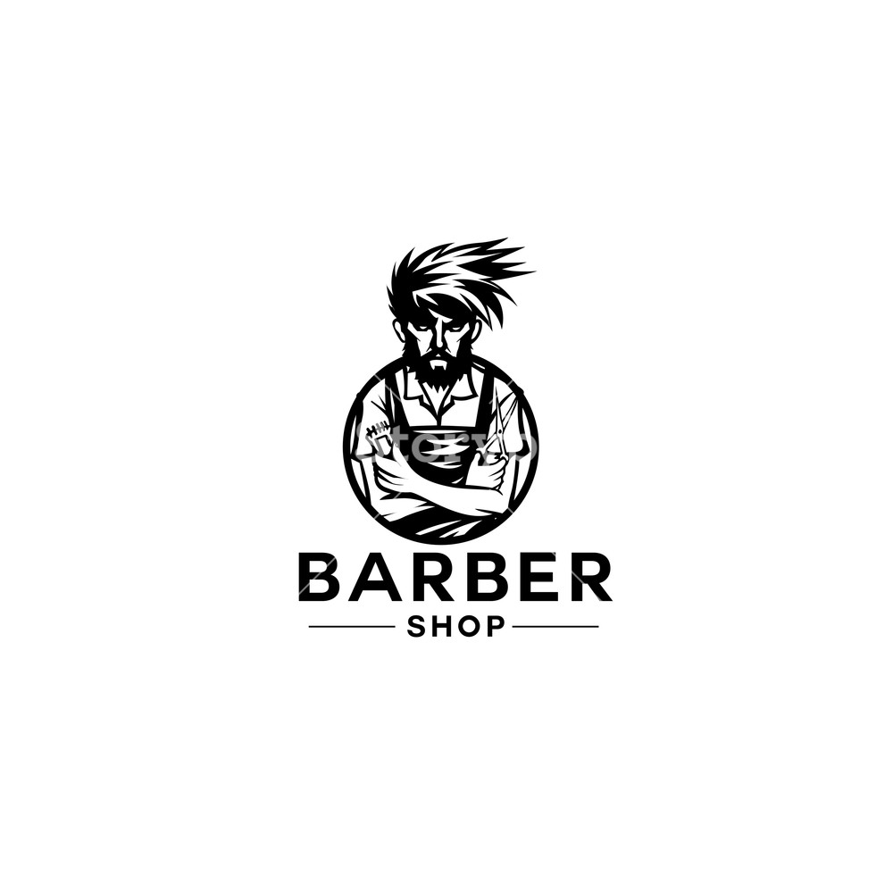 1000x1000 Minimal Logo Of Barber Shop Vector Illustration Royalty Free Stock