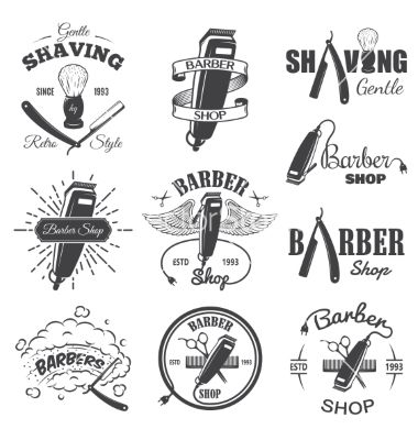 380x400 Second Set Of Vintage Barber Shop Emblems Vector By