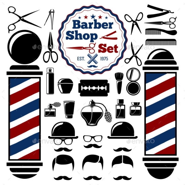 590x590 Vector Barber Shop Accessories Set By Tashal Graphicriver