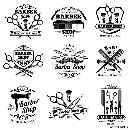 500x500 Vintage Barbershop Vector Emblems And Labels. Barber Badges And