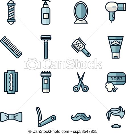 442x470 Barber Shop And Shave Shop Vector Icons. Barber Tools, Supplies