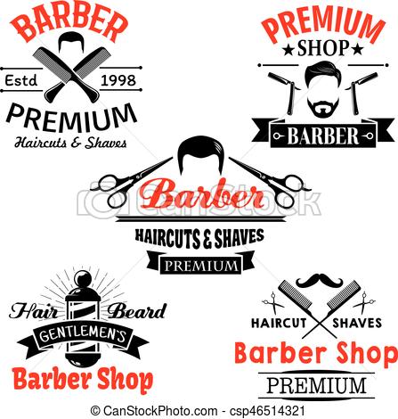 447x470 Barber Shop Premium Salon Vector Icons Set. Barber Shop Vector