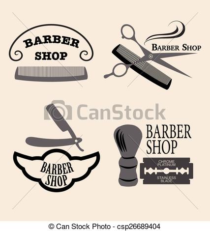 427x470 Barber Shop. Vector Set Of Vintage Barber Shop Emblems.
