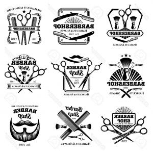 300x300 Photostock Vector Retro Barber Shop Vector Badges Modern Haircut