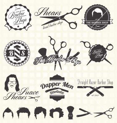 380x400 Vintage Barber Shop Labels Vector By Jamesdaniels On Vectorstock