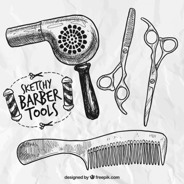 626x626 Sketchy Barber Tools Vector Free Download