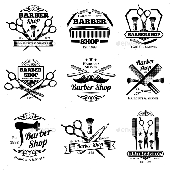 590x590 Vintage Barbershop Vector Emblems And Labels By Microvone