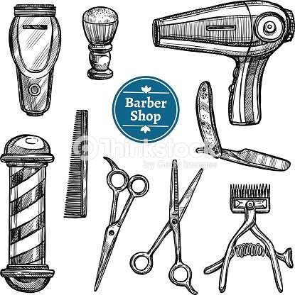 415x416 Drawing Art Sets New Barber Shop Set Doodle Sketch Icons Vector