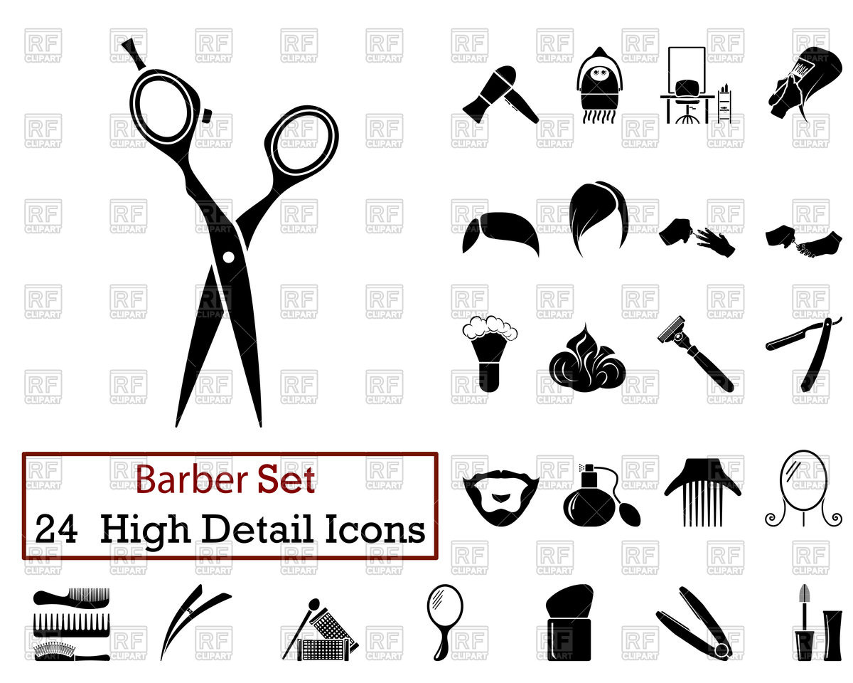 1200x960 Set Of Barber Icon In Black Color Vector Image Vector Artwork Of