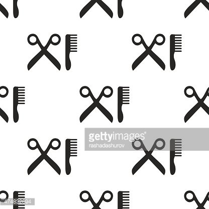 416x416 Barbershop, Vector Seamless Pattern Premium Clipart