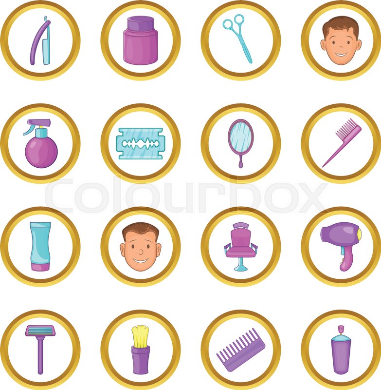 783x800 Barbershop Vector Set In Cartoon Style Isolated On White