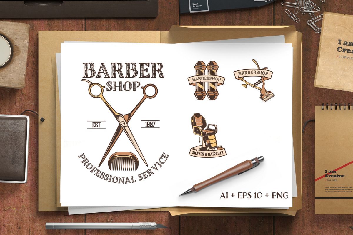 1200x800 Vintage Barbershop Vector Emblems And Labels