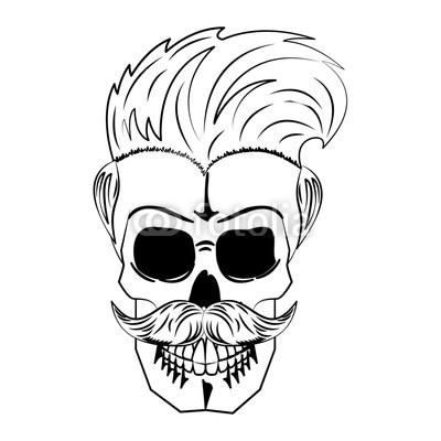 400x400 Vintage Skull Hairstyle Barbershop Vector Illustration Graphic