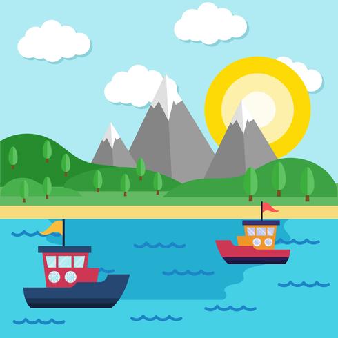 490x490 Barcos En El Fondo Del Mar Vector