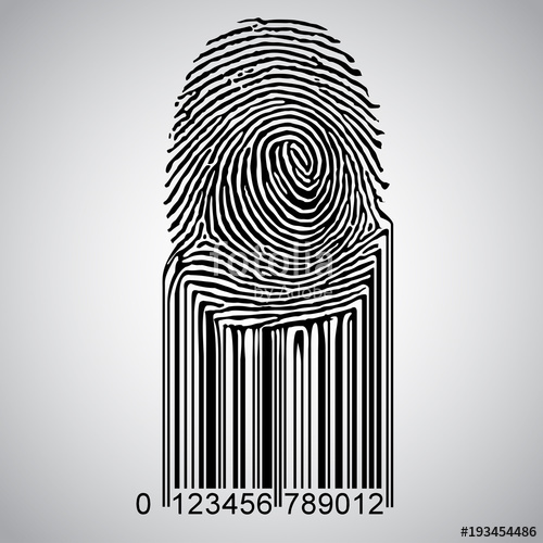 500x500 Fingerprint Becoming Barcode, Vector. Stock Image And Royalty