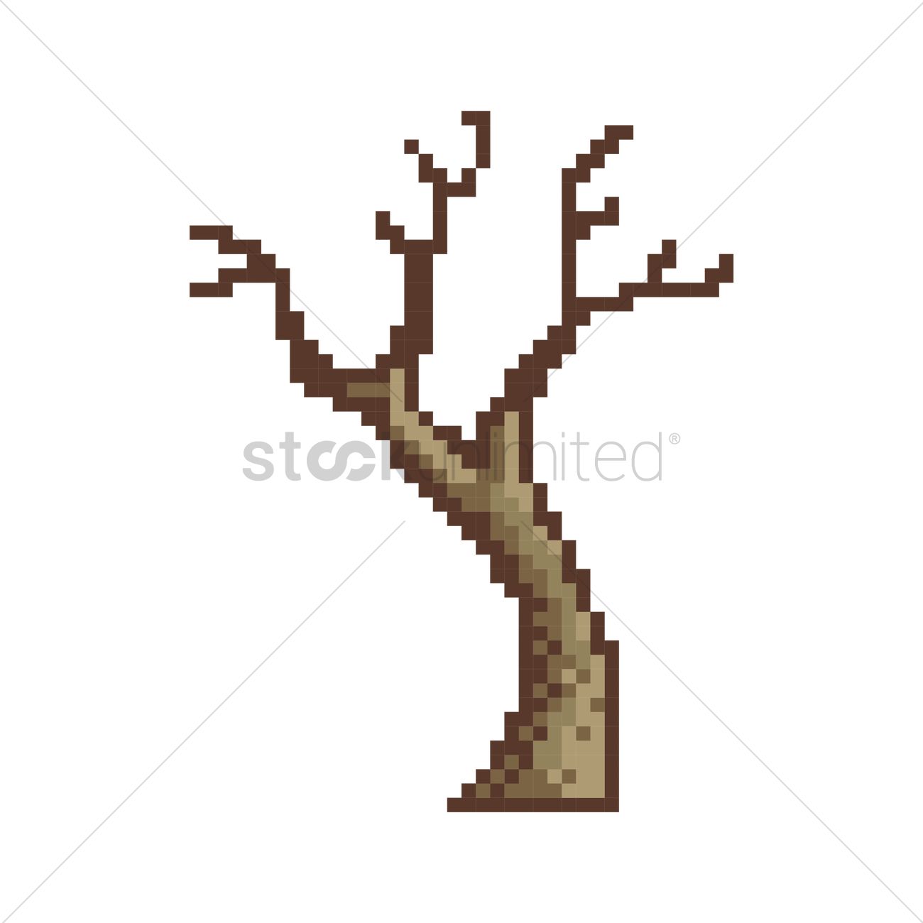 1300x1300 Pixelated Bare Tree Vector Image