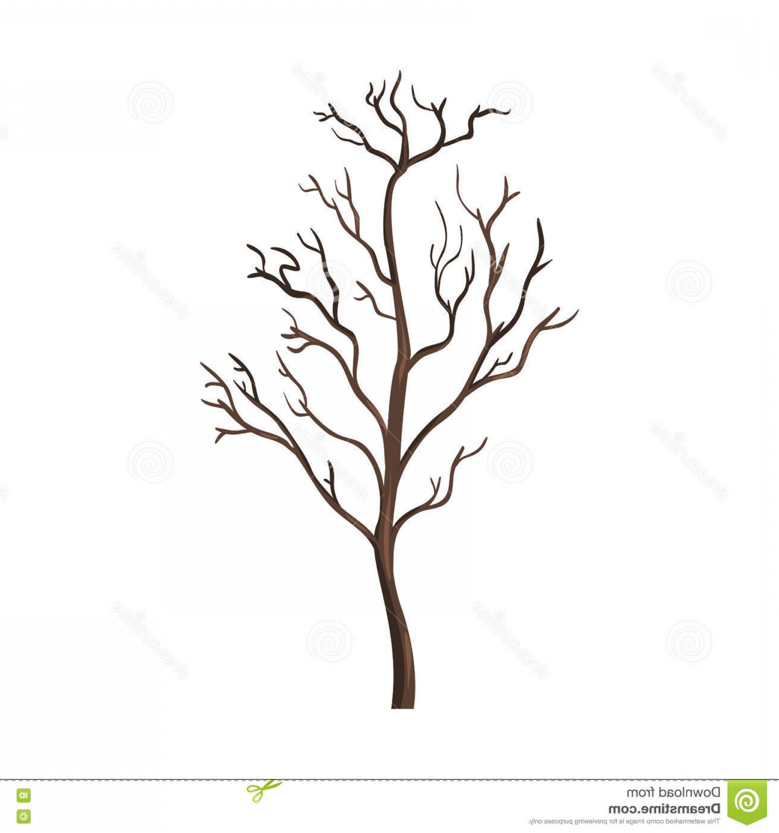 1560x1668 Stock Illustration Vector Single Cartoon Brown Bare Tree White
