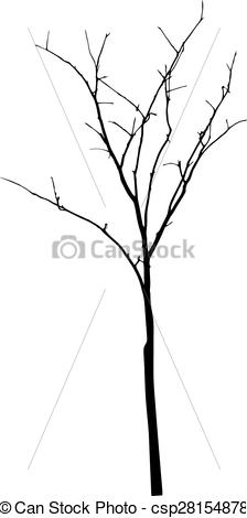 224x470 Vector Black Silhouette Of A Bare Tree.