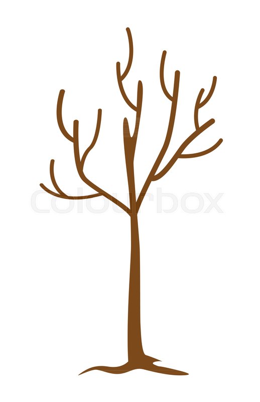 518x800 Bare Tree Without Leaves. Dead And Dry Tree. Vector Cartoon
