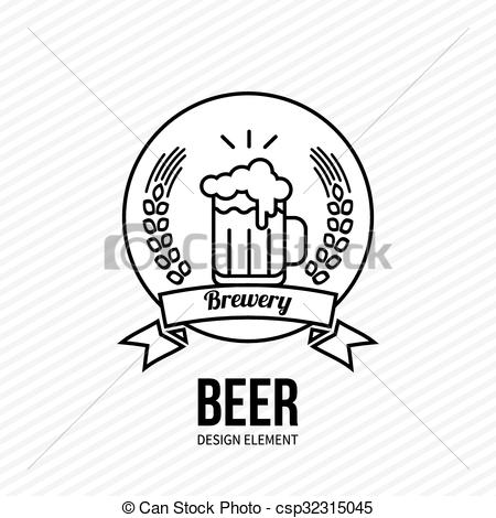450x470 Beer And Barley Vector Emblem. Glass Of Beer Icon On White