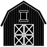 200x200 Vector Barn Illustration In Black And White Stock Vector